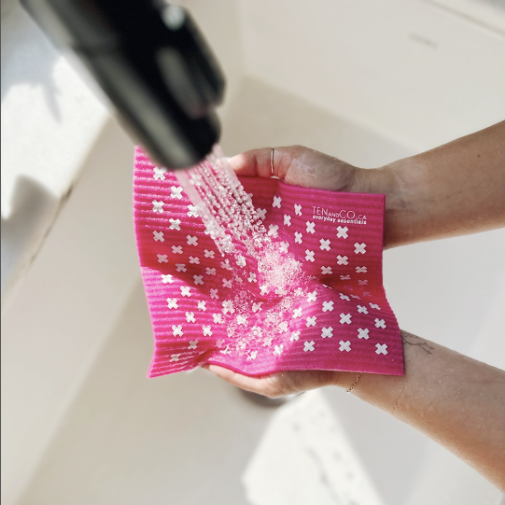 Tiny X: Magenta and White - Reusable Swedish Dishcloth