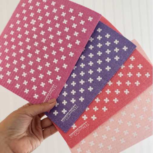 Tiny X: Light Pink and White - Reusable Swedish Dishcloth