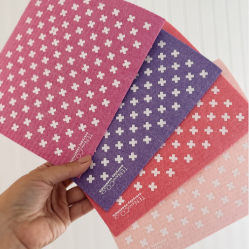 Tiny X: Purple and White - Reusable Swedish Dishcloth