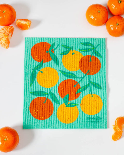 Oranges on Green - Swedish Dishcloth