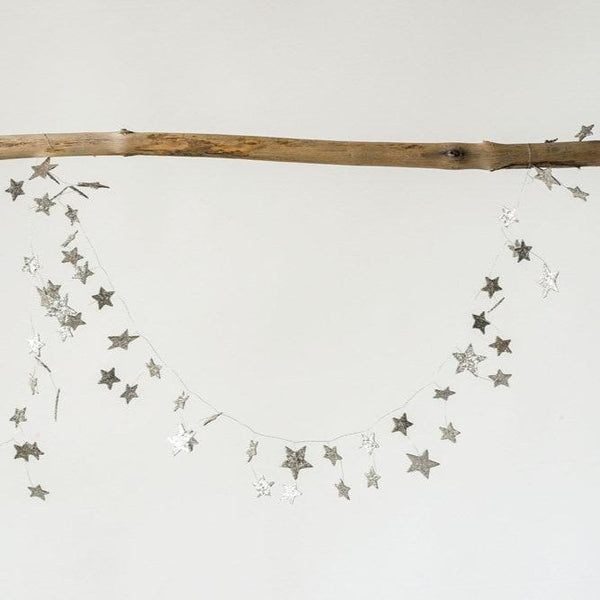 Silver Glitter Star Garland