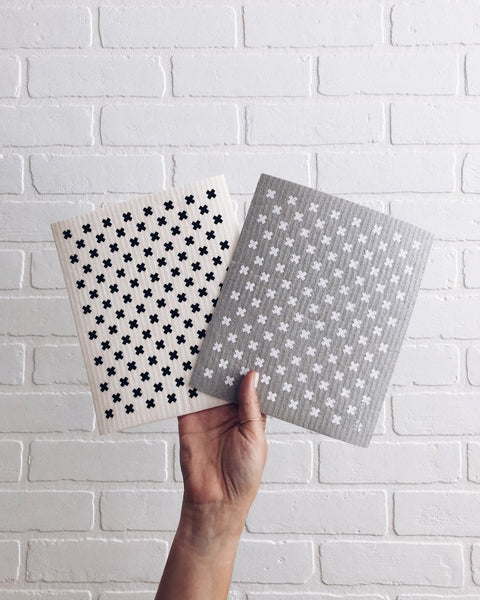 Tiny X: Black and White - Reusable Swedish Dishcloth
