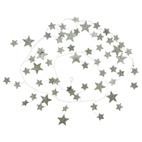 Silver Glitter Star Garland