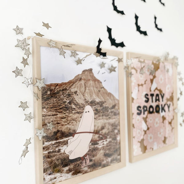 Silver Glitter Star Garland