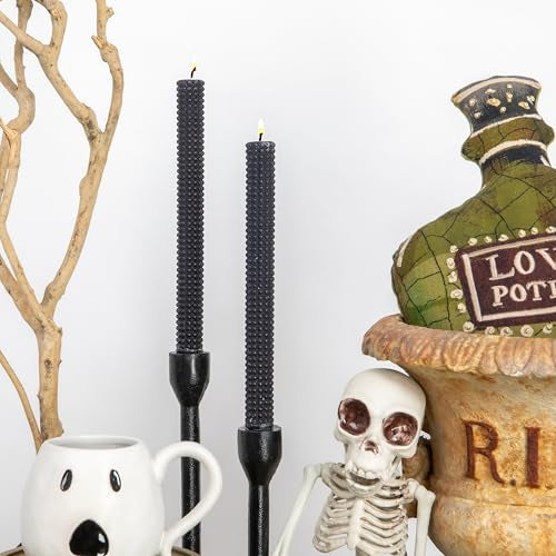 Black Hobnail Taper Candles (Set of 2)