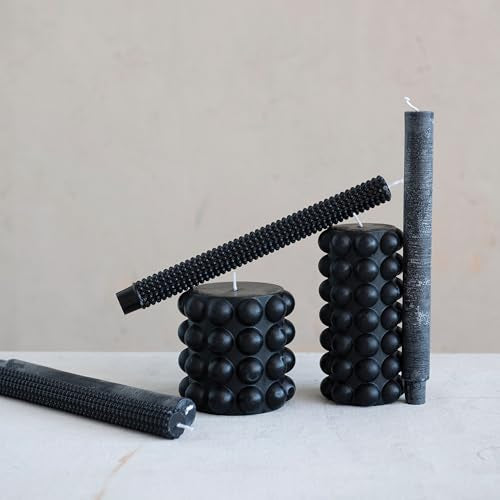 Black Hobnail Taper Candles (Set of 2)