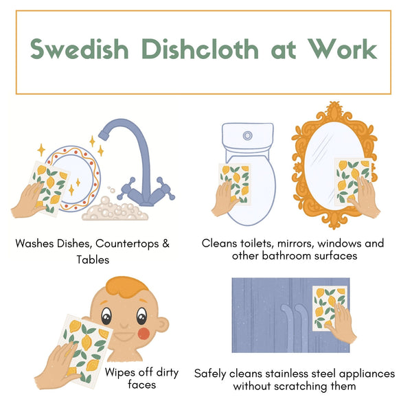 Toadstool Mushrooms - Swedish Dishcloth