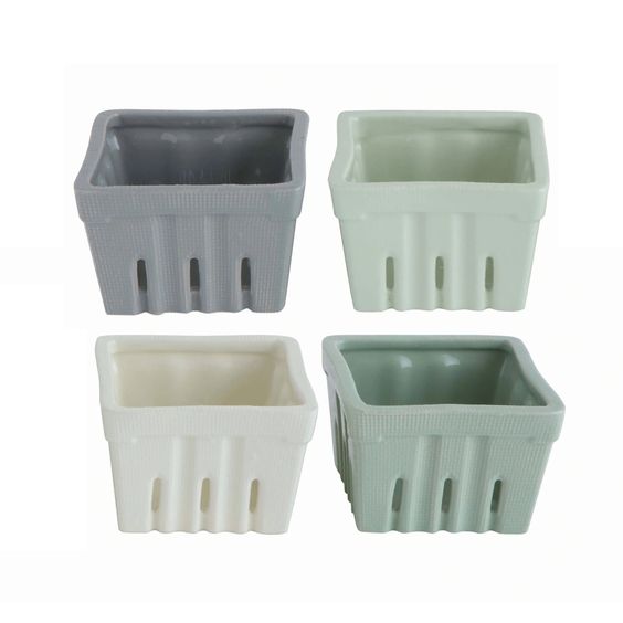 Stoneware Berry Baskets - Cool Colors