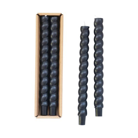 Black Twisted Taper Candles (Set of 2)