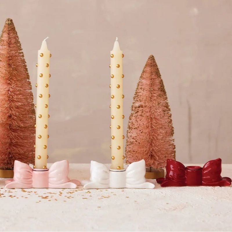 Stoneware Bow Candle Holder