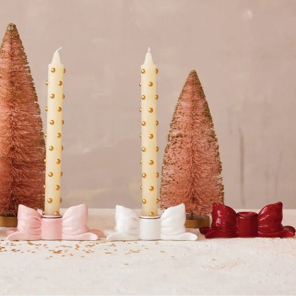 Stoneware Bow Candle Holder