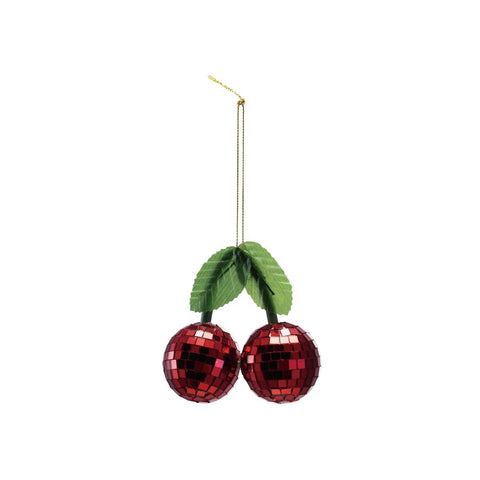 Mirrored Glass Mosaic Cherries Ornament