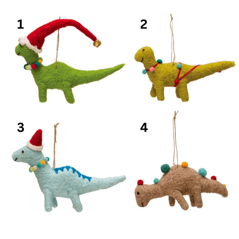 Wool Felt Dinosaur Ornaments  - 4 Styles