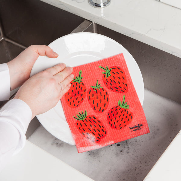 Berry Sweet Strawberry Swedish Dishcloth