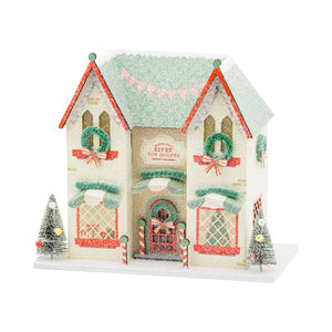 Christmas Village Elve's Workshop Mini Glitter House