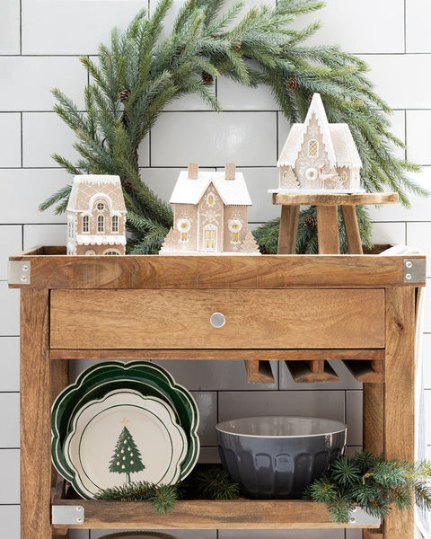 Christmas Village Gingerbread House Mini Glitter House