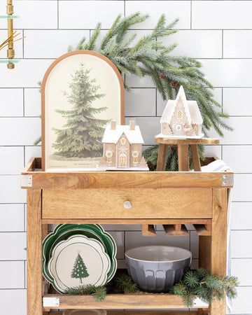 Christmas Village Gingerbread House Mini Glitter House