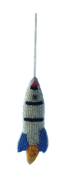 Glass Beaded Rocket Ornament