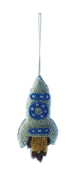 Glass Beaded Rocket Ornament