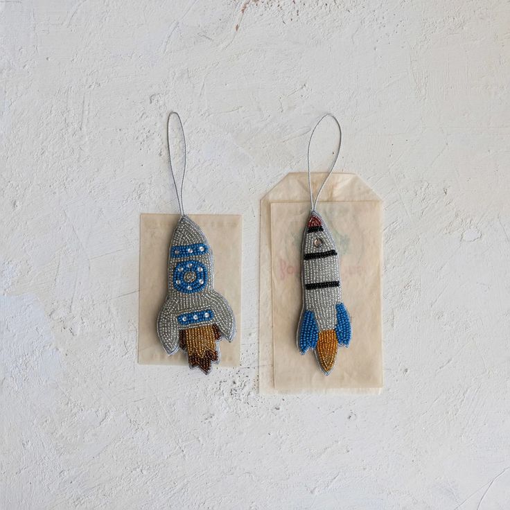 Glass Beaded Rocket Ornament