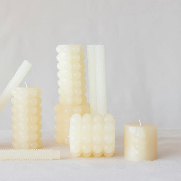 Natural Hobnail Taper Candles (Set of 2)