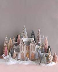 Elegant Ivory Manor Glitter Holiday House