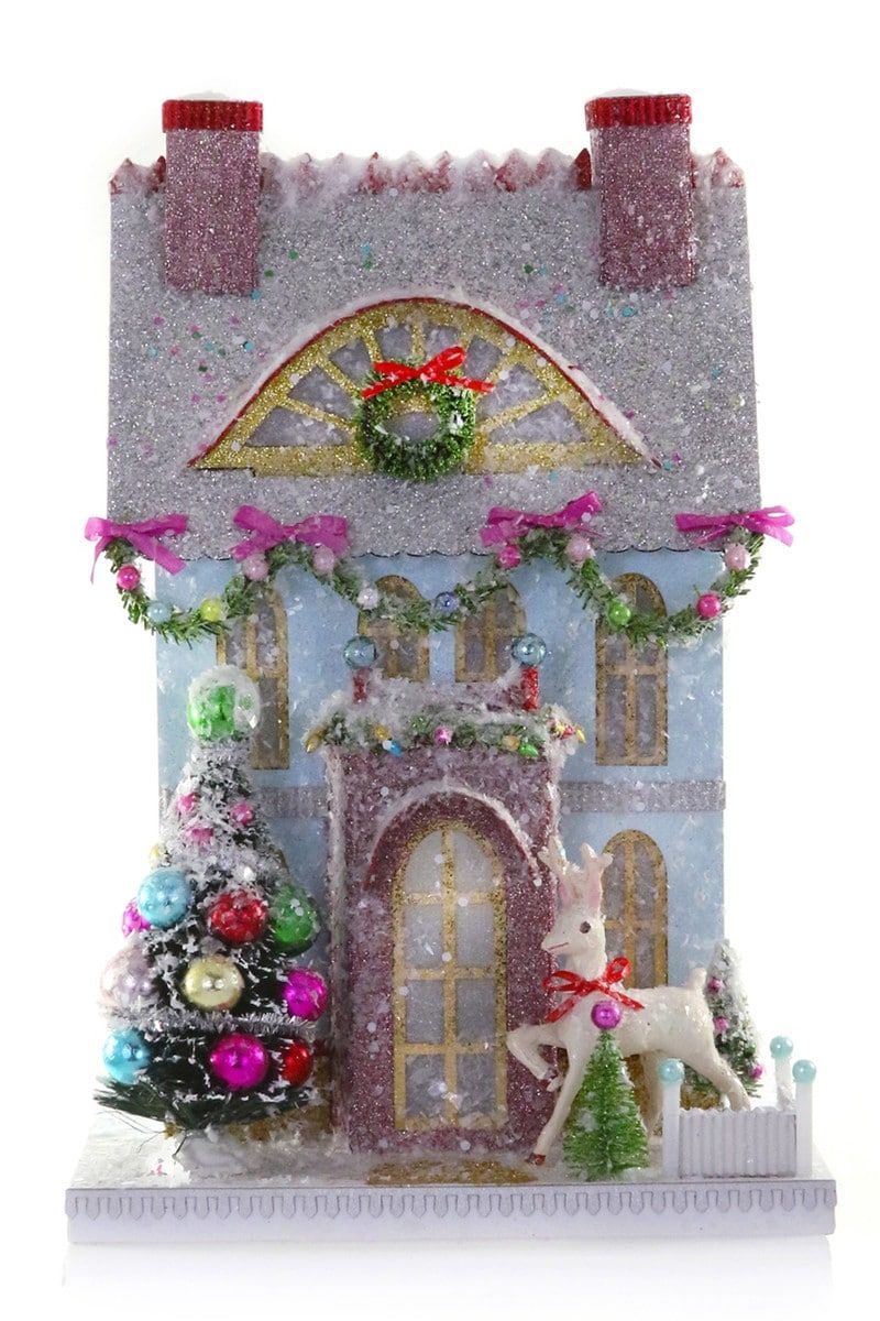 Merry Reindeer Chateau Glitter Holiday House (NEW!)