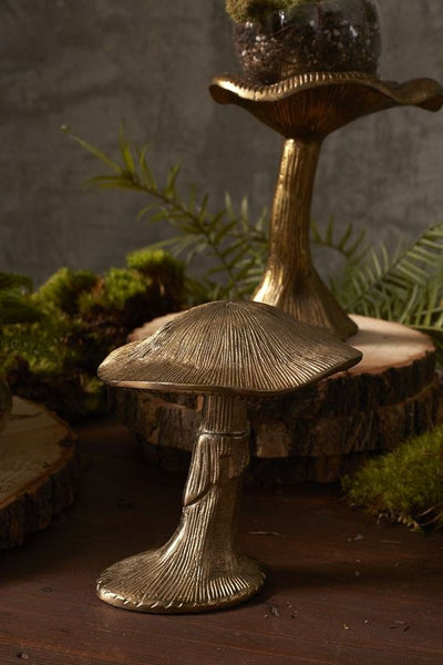 Large Gold Mushroom Figure