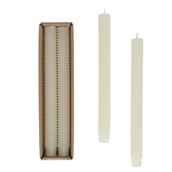 Natural Hobnail Taper Candles (Set of 2)