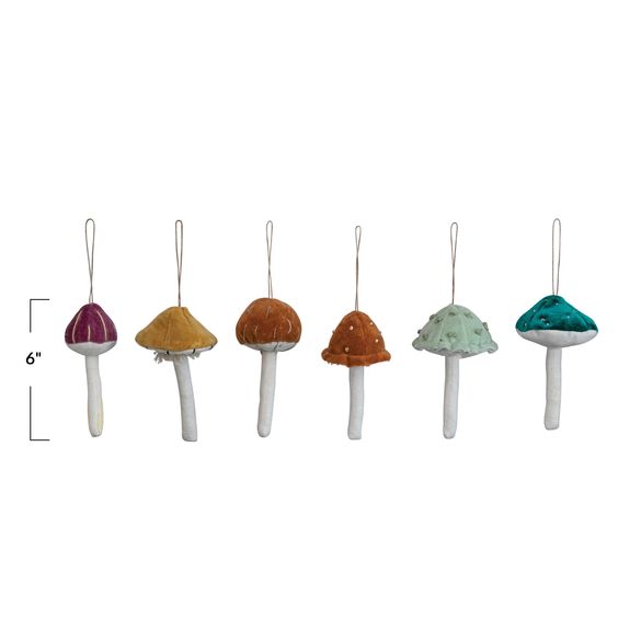 Vibrant Velvet Mushroom Ornament