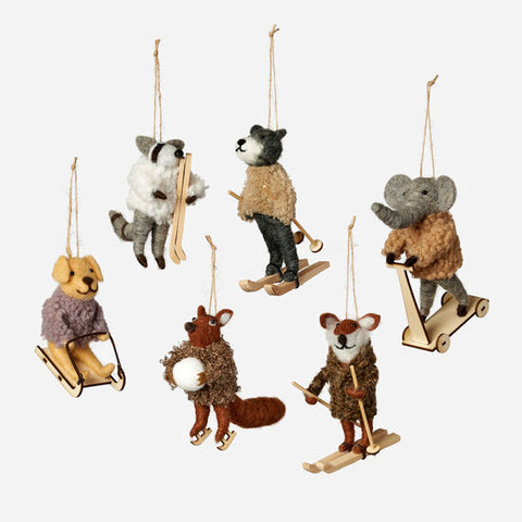 Felted Outdoor Sports Animal Ornaments