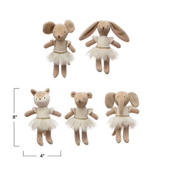 Plush Ballerina Animal, 5 Styles