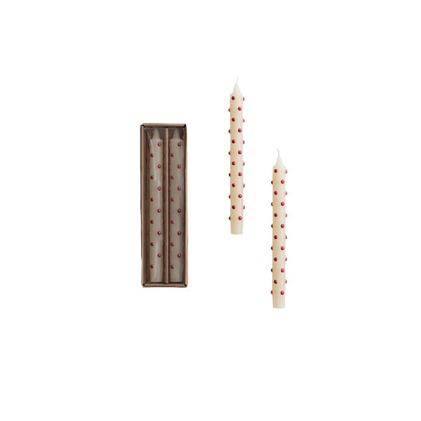 Red Dot Taper Candles (Set of 2)