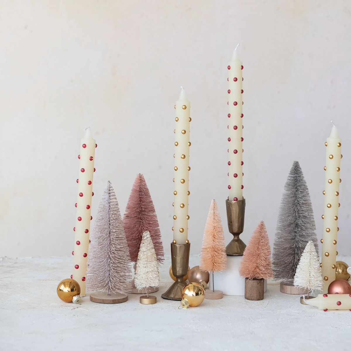 Red Dot Taper Candles (Set of 2)