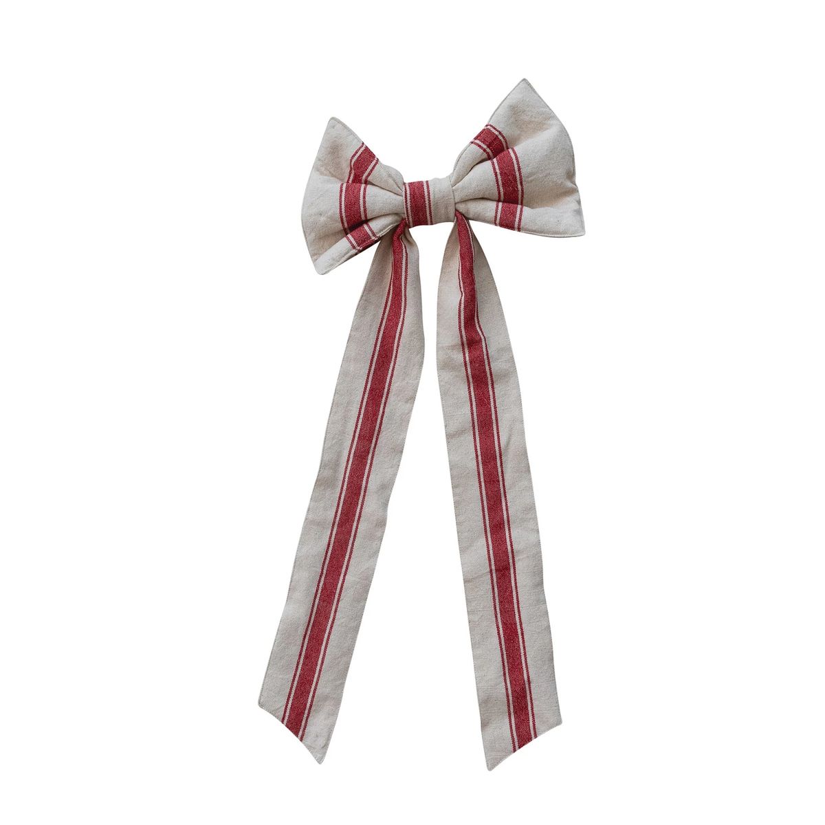 Oversized Clip On Red & White Bow