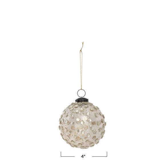 Round Mosaic Glass Ball Ornament with Stars (2 sizes)