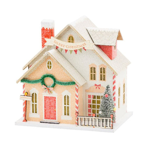 Christmas Village Santa's House Mini Glitter House