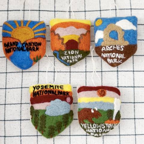 Handcrafted National Park Felt Ornaments (Numerous Parks)