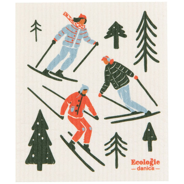 Skiers -  Swedish Dishcloth
