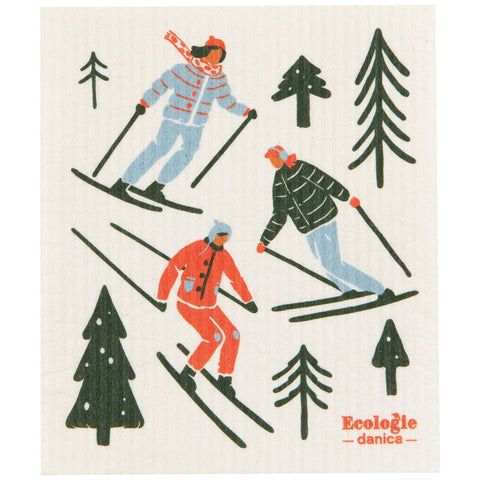 Skiers -  Swedish Dishcloth