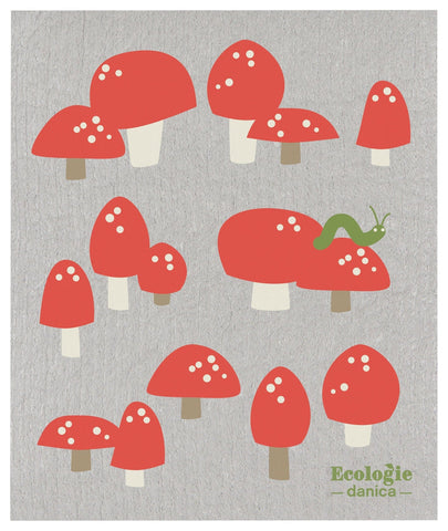 Toadstool Mushrooms - Swedish Dishcloth