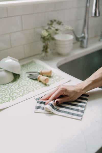 Mudcloth: Black and White - Reusable Swedish Dishcloth