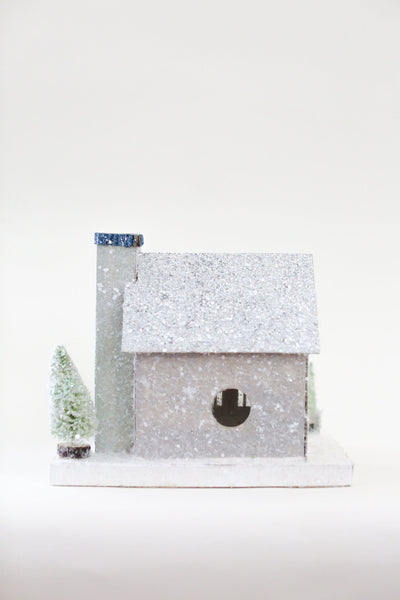 White & Blush Glitter Holiday House
