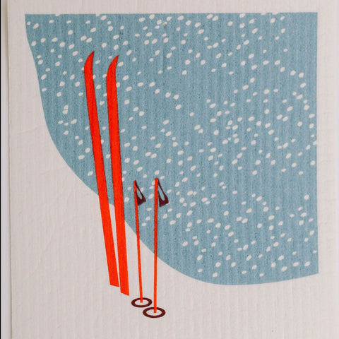 Ski Day - Swedish Dishcloth