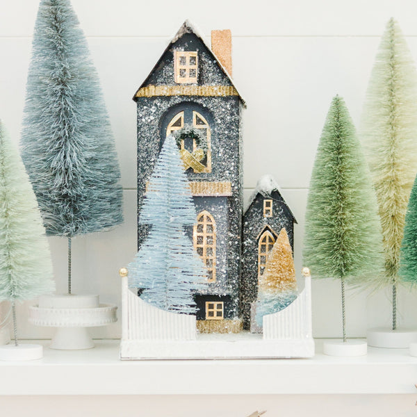 The Winter Blue Glitter Holiday House