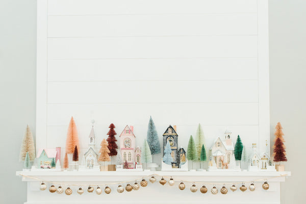 White & Blush Glitter Holiday House