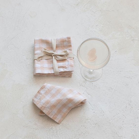 Pink Gingham Cloth Napkin Set