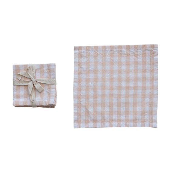 Pink Gingham Cloth Napkin Set