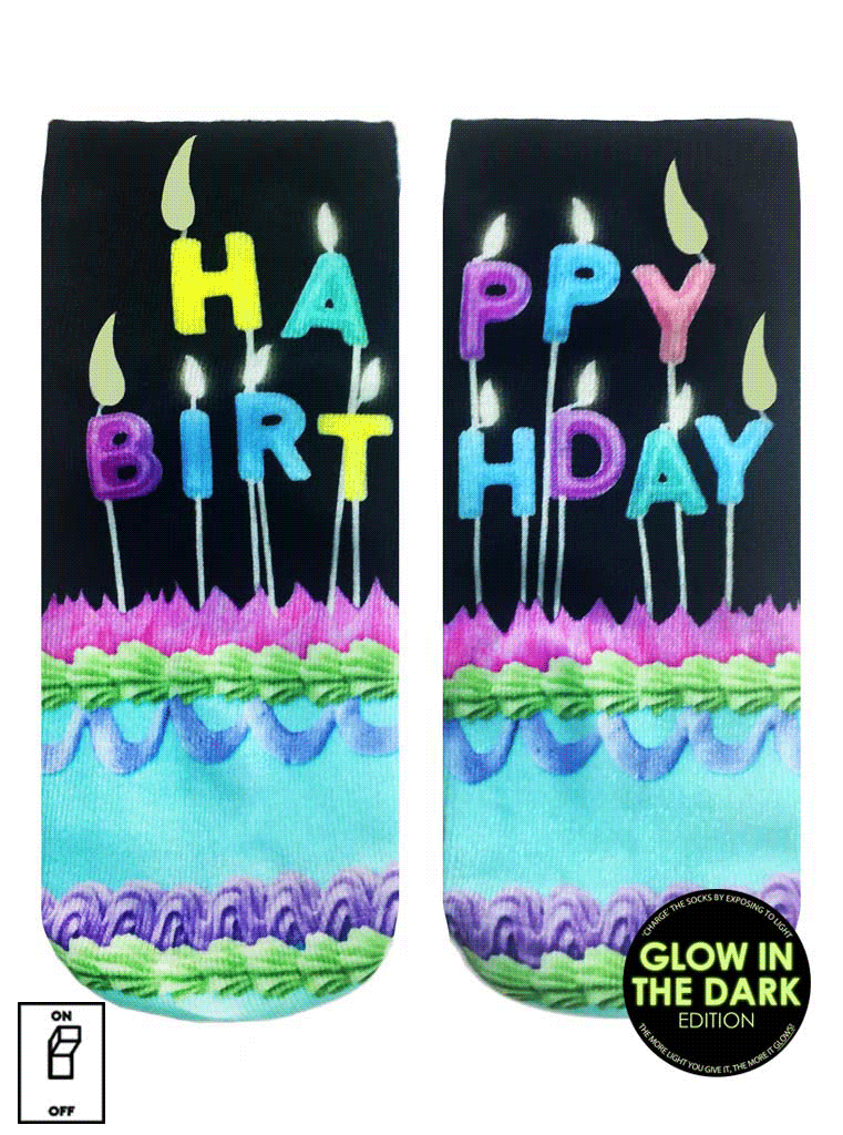 Make A Wish Birthday Ankle Socks - Glow in the Dark (Adult)