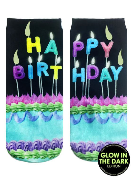 Make A Wish Birthday Ankle Socks - Glow in the Dark (Adult)